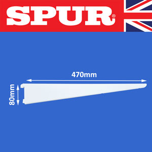 Genuine Spur Steel-Lok Extra Heavy Duty Bracket 470mm Spur Shelving strong wall mounted shelving with shelving uprights shelf brackets 13/470mmBracketWhite.jpg