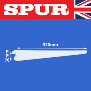 Genuine Spur Steel-Lok Wall Shelf Bracket 320mm Heavy Duty Spur Shelving strong wall mounted shelving with shelving uprights shelf brackets 31/320mmBracketWhite.jpg