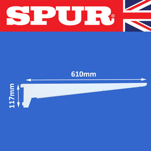 Genuine Spur Steel-Lok Reinforced Shelving Bracket 610mm Spur Shelving strong wall mounted shelving with shelving uprights shelf brackets 46/610mmBracketWhite.jpg